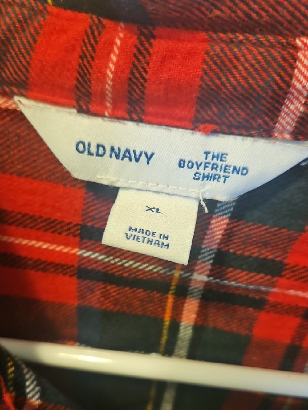 Old Navy Red and Black Plaid Flannel Button-Up Shirt - Picture 2 of 2